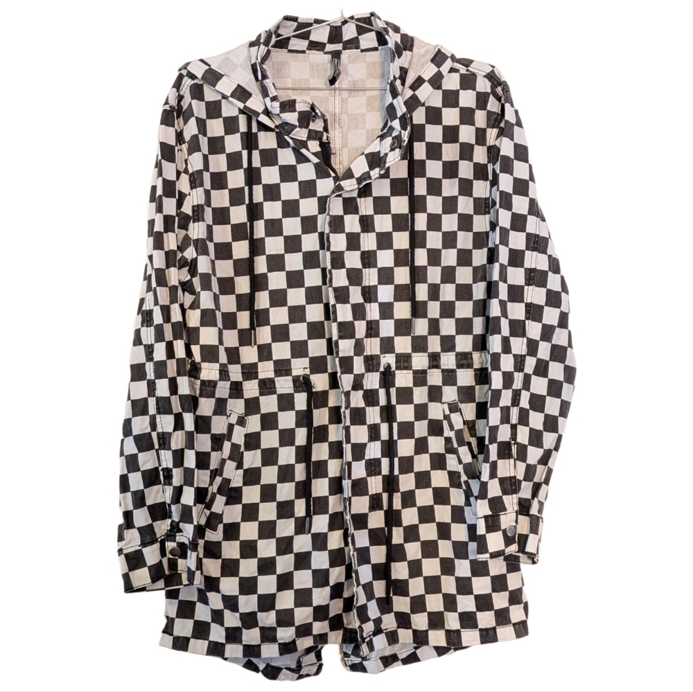 American Bazi Black and White Checker Cotton Utility Jacket